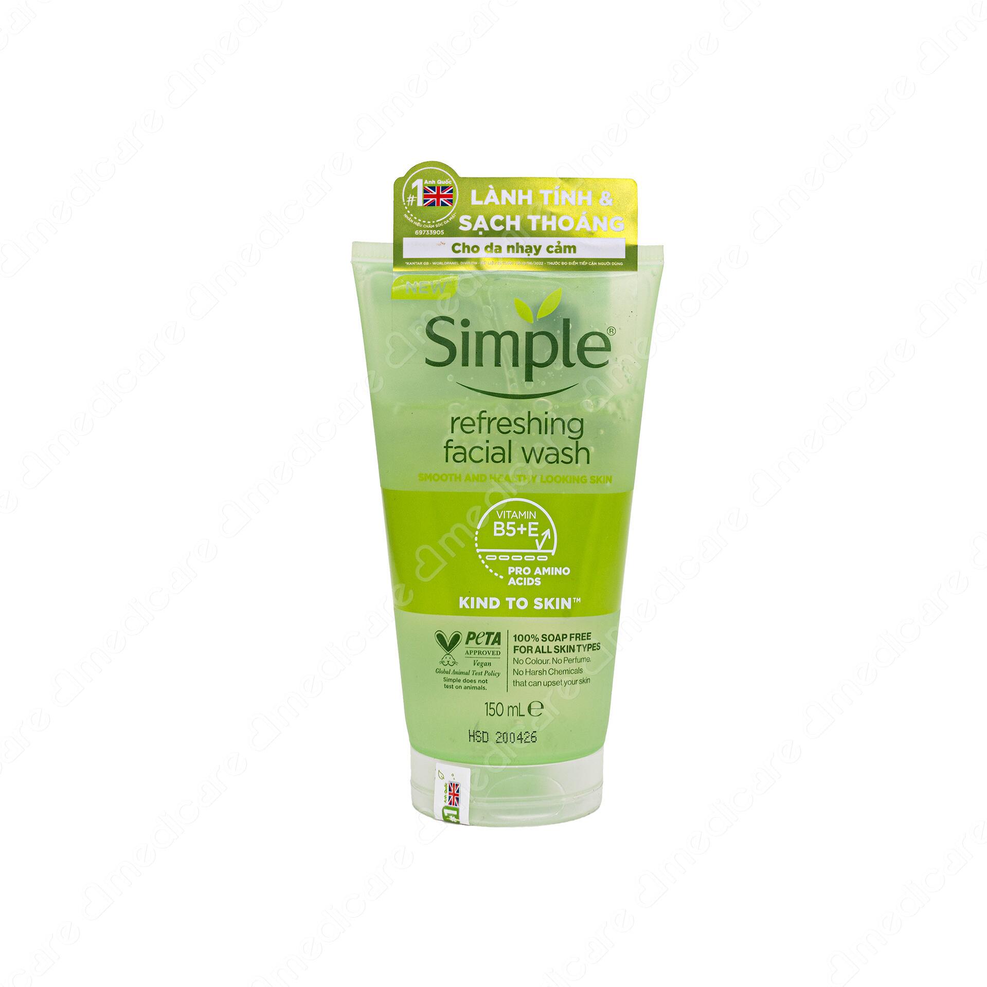 Sản phẩm Sữa Rửa Mặt SIMPLE Refreshing Sạch Thoáng Mịn Màng | 150ml