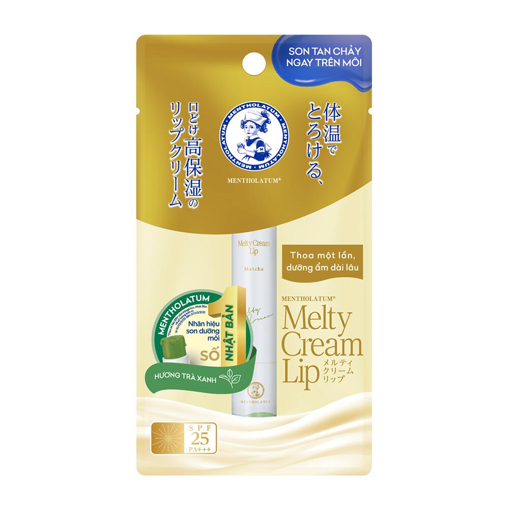 Sản phẩm Son Dưỡng MENTHOLATUM Melty Cream Lip Matcha SPF25 PA+++ | 2.4g