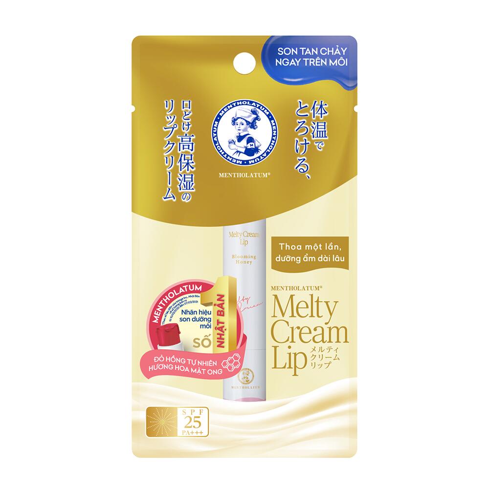Sản phẩm Son Dưỡng MENTHOLATUM Melty Cream Lip Blooming Honey SPF25 PA+++ | 2.4g