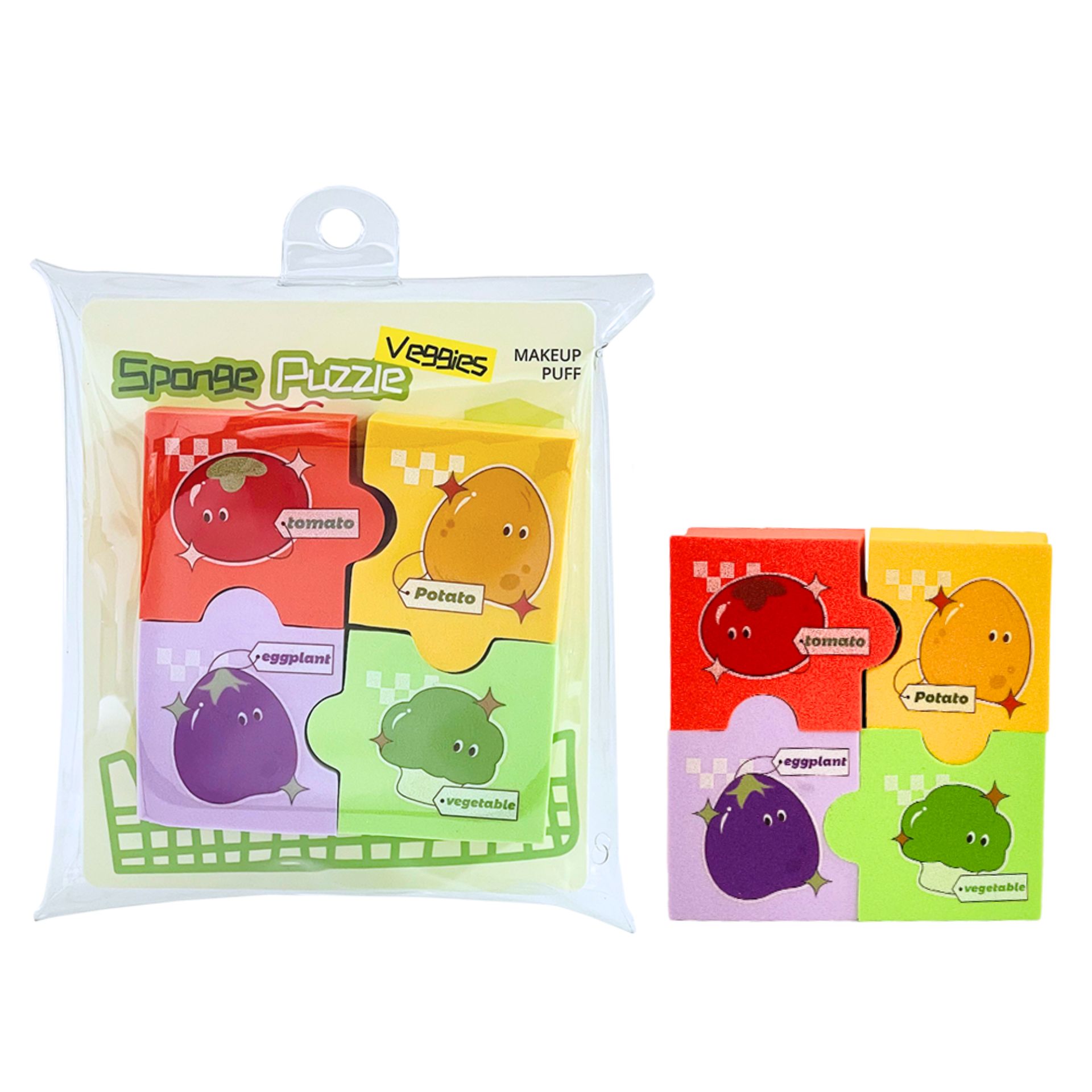 Sản phẩm Mút Tán Nền IDEALFUL Veggie Collection Puzzle Sponge | Gói 4 Cái
