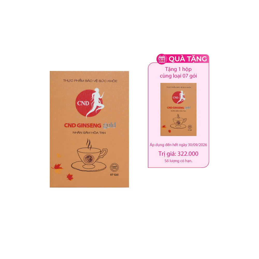 Sản phẩm Bột Nhân Sâm Hòa Tan CND GINSENG Gold Nâng Cao Sức Đề Kháng, Giảm Mệt Mỏi, Giúp Tỉnh Táo | Hộp 7gói